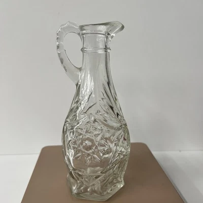 Anchor Hocking Star Of David Oil Vinegar Glass Cruet Starburst - Image 1 of 4