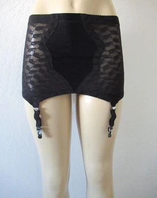 Vintage 60s CROWNETTE Open Bottom 4 Garter Girdle size M lace satin panel NWOT - Image 1 of 4