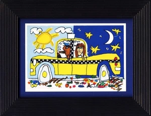 James Rizzi "TAKE ME TO THE RIVER" gerahmter Druck 1991, Holzrahmen 22,5 x 17,5 - Picture 1 of 2