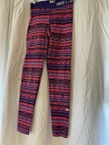 Nike Pro Leggings Womens Small Purple Pink Running Gym - Picture 1 of 5