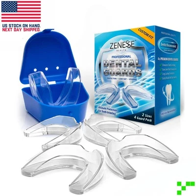 Moldable Mouth Guard 2-Sets/4-Guards Nighttime Teeth Grinding Clenching Bruxism - Image 1 of 4