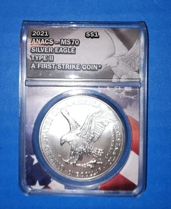 2021 US silver American eagle  ANACS-MS70 Type 2 First Strike Coin  - Picture 1 of 3