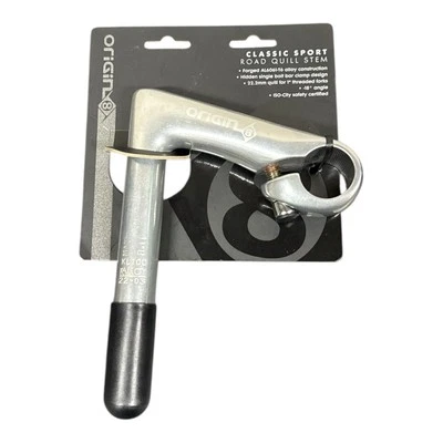 Origin8 Classic Sport Quill Stem 100mm 25.4mm -18° Silver – New Aluminum - Image 1 of 2
