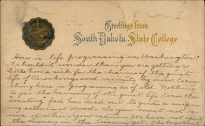 Greetings From South Dakota State College ,Brookings Postal Cancel 1912 SD - Picture 1 of 2