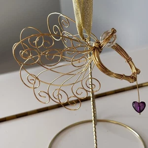 February Birthstone Flying Angel Ornament Wire Work  Avon Collectible - Picture 1 of 9