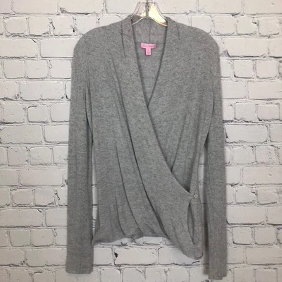 Suéter envolvente Lilly Pulitzer Sydelle talla S mezcla de lana de cachemir gris Foto 1 de 4
