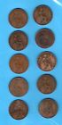 Grand lot britannique de 10 pièces de monnaie penny - 1916-1919 bronze George V. 4