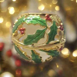 Lenox - "HOLIDAY GOLD" Windlichthalter 813469 Milchglas - Blätter & Beeren *Neu im Karton* - Bild 1 von 7