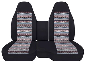 Fundas de asiento de coche camión negro-boho blanco borgoña se adapta a 94-97 Chevy S10 60-40 respaldo alto - Imagen 1 de 9