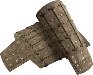 HiiFeuer Medieval Studded Faux Leather Bracers, Guards, Gauntlets (Bronze A) NWT - Picture 1 of 9