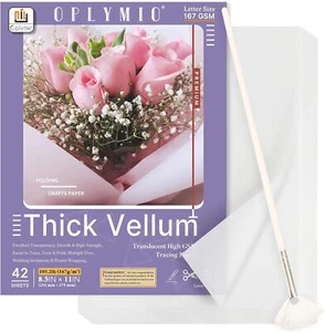 Thick Translucent Vellum Paper, Oplymio 42 Sheets 167Gsm Printable Tra - Picture 1 of 6