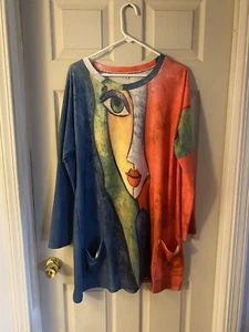 Zolucky Women's Dress Casual Abstract People Dress With Pockets XL - Picture 1 of 3