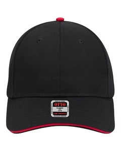 OTTO 23-434 Otto Cap 6 Panel Low Profile Baseball Hat, Adjustable, Black/Red - Picture 1 of 3