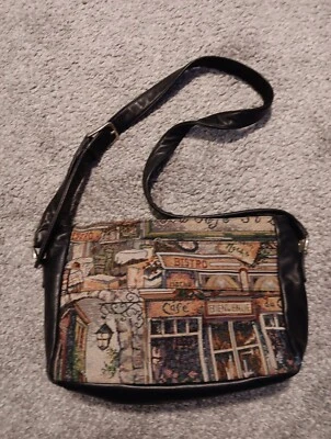 SAS Vintage Shoulder Bag Satchel Tapestry Leather Trim Louis Compartments USA - Image 1 of 4