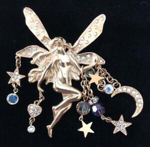 Vintage Kirks Folly Large Garden Fairy Pin with Celestial Dangles/Charms,FJT