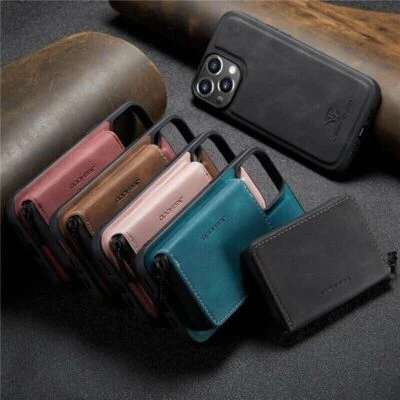 Zipper Leather Wallet Phone Case For iPhone 15 14 13 12 11 Pro Max SE XS XR 8 7  - Image 1 of 4