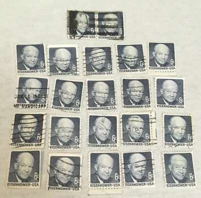Vintage Lot Of 22 Canceled Eisenhower 6 Cent US Stamps - Image 1 of 3