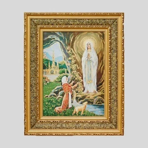 Virgen De Lourdes Imagen Tela Acojinada 17”X21" Cushioned Surface Frame 3040D - Picture 1 of 1