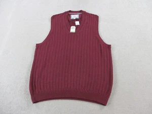 Jos A Bank Vest Mens Large Red Wool Blend Sleeveless Preppy Chunky Knit Sweater - Picture 1 of 9