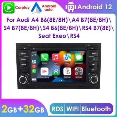 Apple Carplay Android 12 FM Car Radio Stereo GPS Navi For Audi S4 B6 B7 (8E/8H) - Image 1 of 4