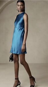$200 NEW Banana Republic Alana 100% SILK Sleeveless Mini Dress Blue Teal 2 S