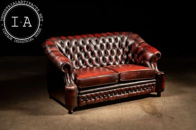 Tufted Leather Oxblood Loveseat by Thomas Lloyd - Image 1 of 4