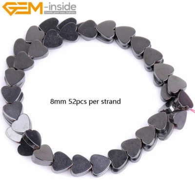Cuentas de piedras preciosas de corazón de hematita negra natural para hacer joyas 15" 6-8 mm sin magnéticas Foto 1 de 4