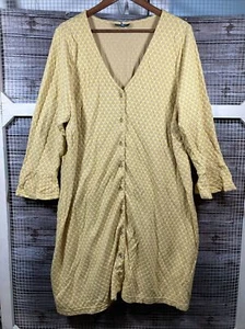 Modcloth Chevron Sunny Side Up Yellow Stretch Knit Bell Sleeve Shift Dress 3X - Picture 1 of 14