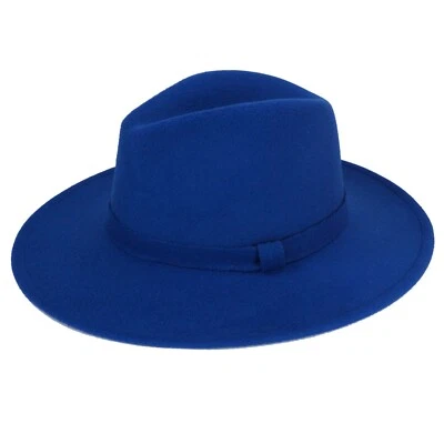 FEDORA PANAMA COWBOY INDIANA JONES UPTURN WIDE BRIM COTTON BLEND FELT HAT  - Image 1 of 4
