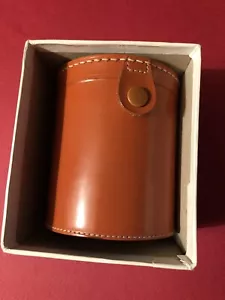 Vtg Real Cow Hide Tan Dice Cup w. 10 Bakelite Dice - Stamped “Made in England” - Picture 1 of 11