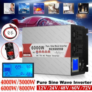 4/5/6/8KW 12/24/48/60/72V Reiner Sinus Wechselrichter Frequenzumrichter mit USB - Bild 1 von 27