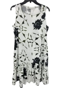 Vestido Bryn Walker Mujer Pequeño Negro Blanco Floral Alto Bajo Volantes Dobladillo Sin Mangas - Imagen 1 de 10