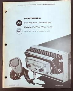 MOTOROLA 1963 Dual Squelch Private Line Mobile FM 2-Way Radio Manual 68P862075B - Picture 1 of 6