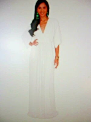 Maxi Vestido KOH KOH Para Mujer Largo Caftán Manga Corta Cintura Imperio Fluido Cuello en V  Foto 1 de 2