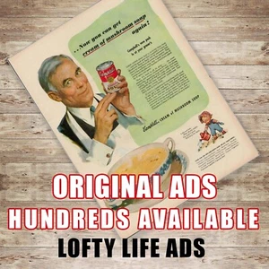 1944 Campbells Kids Food Soup Mushroom 1940s Vintage Print Ad Chicken Noodle - Picture 1 of 10