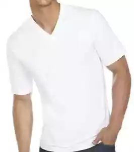 V-neck 100% Cotton Tagless T-shirts for Men Under Shirt Tee Plain White-M - Picture 1 of 2
