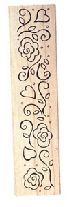 Herzen und Blumen Ranken Krabbel Bordüre Rahmen Schablone Liebe Holz Gummistempel - Bild 1 von 2
