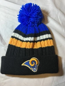 LA Rams NFL Beanie Adult Los Angeles Soft Knit Hat Fleece NFL Pom - Picture 1 of 6