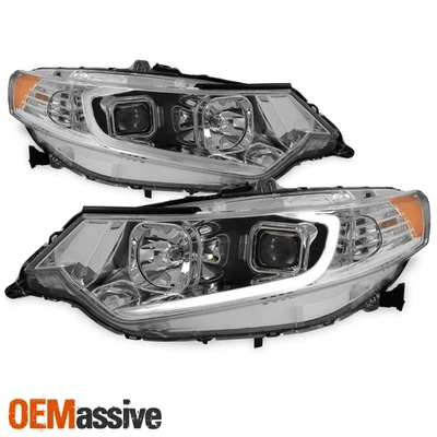 2009-2014 Acura TSX LED DRL Tube Projector Chrome Headlights Headlamp Left+Right — 第 1/4 张图片