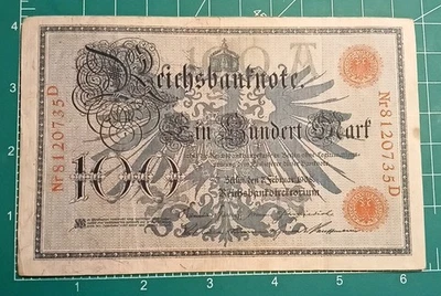 ALEMANIA 100 marcos 1908 P-33 sello rojo Foto 1 de 4