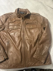 Schwarze Nieten echt weiches Leder Moto Biker Jacke Damen 2XL karamellbraun - Bild 1 von 24