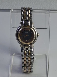 Vintage Guess Uhr Damen Silber Gold Bicolor Schwarzes Zifferblatt - Bild 1 von 14