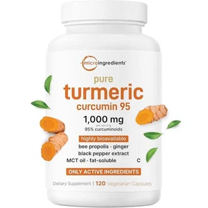 Micro Ingredientes Cúrcuma Pura Curcumina 1.000mg 95% Curcuminoide 120 Cápsulas - Imagen 1 de 10