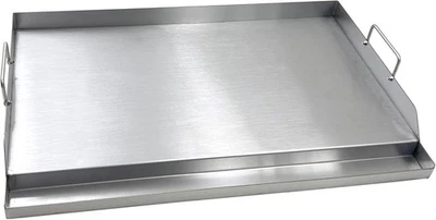 Plancha de barbacoa grande de acero inoxidable DS127 25”x16” para parrilla de gas con asas Foto 1 de 4