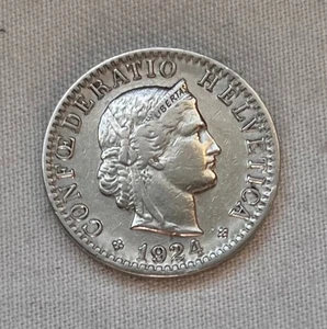 Umlaufmünze 20 Rappen Schweiz 1924 Confoederatio Helvetica - Bild 1 von 2