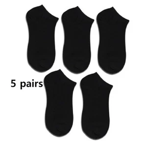 Calcetines tobilleros coreanos de verano de ajuste cómodo negros para hombre 5 pares envío gratuito Tracki - Imagen 1 de 8