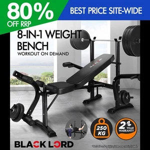 BLACK LORD Weight Bench 8in1 Press Multi-Station Fitness Home Gym Equipment - Picture 1 of 12