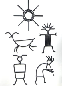Southwestern Kokopelli Handcrafted Metal Decor or Art Craft Supplies - 5pc Set - Picture 1 of 7