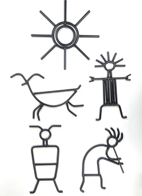 Southwestern Kokopelli Handcrafted Metal Decor or Art Craft Supplies - 5pc Set - Image 1 of 4