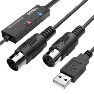 MIDI USB to DIN In-Out Interface Cable, PC to Music Keyboard Adapter - Imagen 1 de 5
